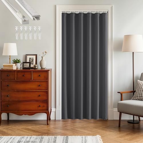 RYB HOME Doorway Curtain with Straight Ceiling Track, Privacy&Blackout by RYBHOME