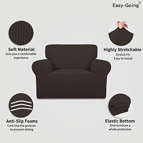 Easy-Going Stretch Oversized Chair Slipcover with Arm Washable Chocolate - Image 3