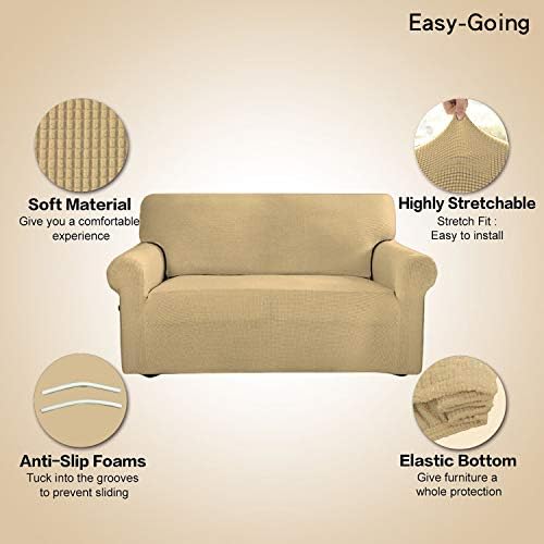 Easy-Going Stretch 4 Seater Oversized Sofa Couch Cover Beige - Image 4