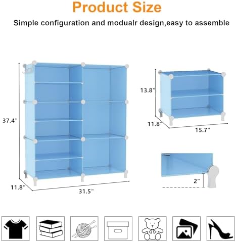 AWTATOS 6 Cube Closet Organizer Storage Shelves,Blue - Image 3