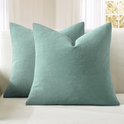 MIULEE Aqua Green Chenille Couch Throw Pillow Covers, 18x18 by MIULEE