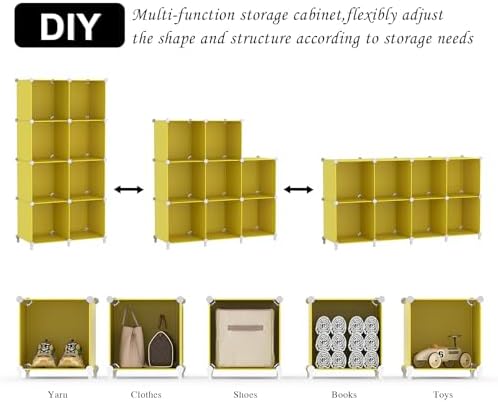 AWTATOS Cube Storage Organizer, 8 Cube Closet Organizers Stackable, Yellow - Image 5