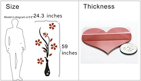 3D Vase Wall Murals for Living Room & Bedroom, DIY Wall Decal, Originality Stickers Gift, Red, 59 X 23 inches - Image 6