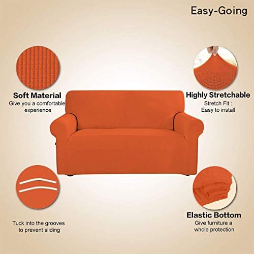 Easy-Going Stretch Loveseat Couch Covers Washable Orange - Image 3