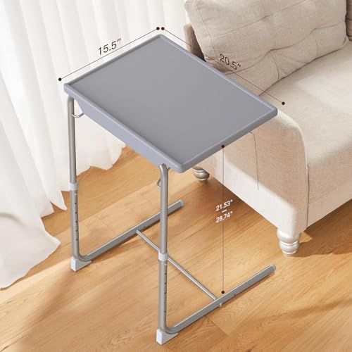 HUANUO Adjustable TV Tray Table - TV Dinner Tray on Bed & Sofa, Comfortable Folding Table with 6 Height & 3 Tilt Angle Adjustments (Gray) - Image 3