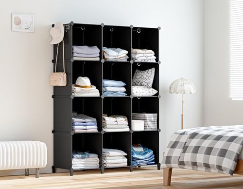 HOMIDEC Closet Organizers and Storage, 12 Cube Storage Organizer, Black - Image 2