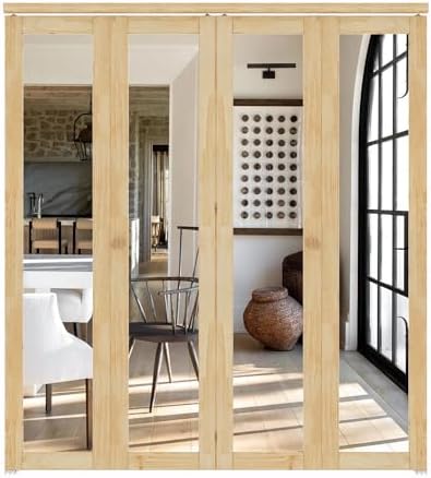 Bifold Doors for 72" x 80" Opening, Mirror Interior Folding Closet, Pine - Image 3