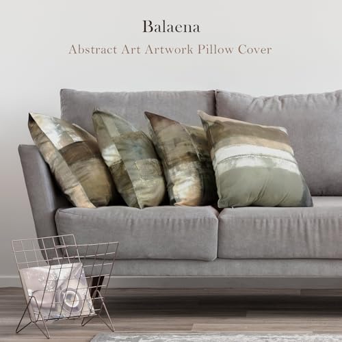 Set of 4 Abstract Throw Pillow Covers 18x18 Brown Tan Gray - Image 2