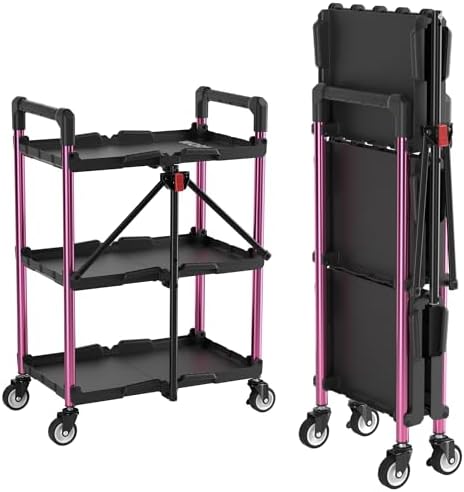 WORKPRO 3-Tier Collapsible Utility Cart, 210 LBS Cart with Wheels by WORKPRO