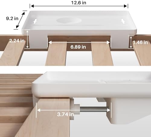 JOYMOOP Clip-On Bedside Shelf for Bunk Beds, Dorm Room Essentials, Bedside Caddy, No-Tool Install Bed Side Table Storage for Loft, Platform Beds, Nightstand Caddy for Phone, Glasses, Book (White) - Image 3
