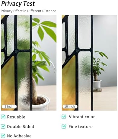 Original Hand Drawn Faux Stained Glass Window Film, Double-Sided Privacy Static Film, Boho Geometry Patterns Inspired by Martin House Peep Proof 22.83"X114.17" - Image 3