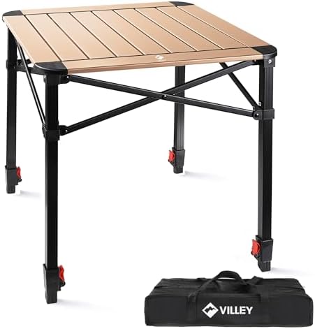 VILLEY Folding Camping Square Table, Portable Aluminum Table, Medium by VILLEY