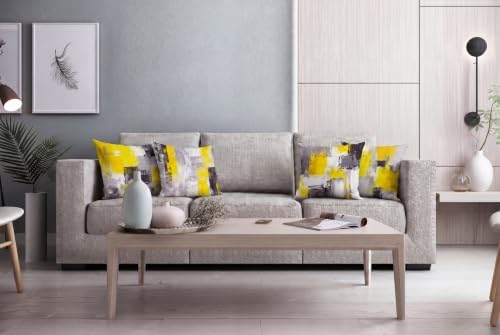 Yellow Grey Abstract Throw Pillow Covers 18x18 Set of 4 - Image 5