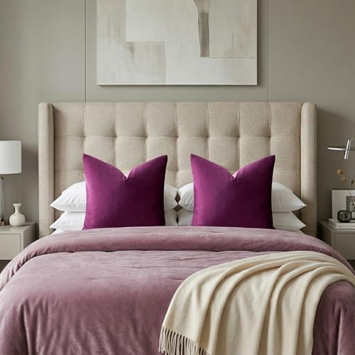 GIGIZAZA Velvet Pillow Covers 24x24 Decorative Pillows Pack of 2 Purple - Image 7