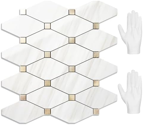 STICKGOO 10 Sheets Peel and Stick Backsplash, Polished Dolomite by STICKGOO
