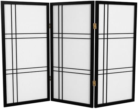 3 ft. Short Double Cross Shoji Screen - Black - 3 Panels by RedLantern
