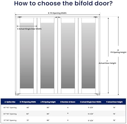 Bifold Doors 48 x 80, Bifold Mirror Closet Doors with Hardware Kit - Image 3