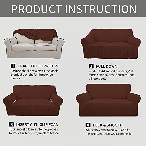 Easy-Going Stretch Loveseat Couch Covers Washable Coffee - Image 6