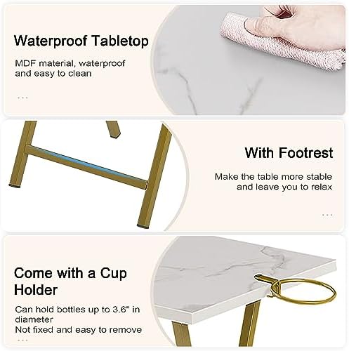 VECELO Folding TV Tray for Eating Set of 2, Portable Dinner/Snack Table with Cup Holder for Couch, Living Room and Small Space, Golden - Image 7