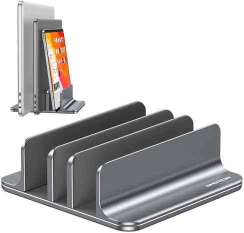 OMOTON 3-Slot Multiple Vertical Laptop Stand, Fits All MacBook, Grey by OMOTON