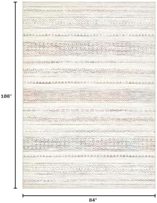 Nakagishi Area Rug Living Room Rugs: 7X9 Machine Washable Boho Large Neutral Farmhouse Stain Resistant Moroccan Indoor Floor Carpet for Bedroom Nursery Dorm Dining Room Home-Multi Color - Image 2