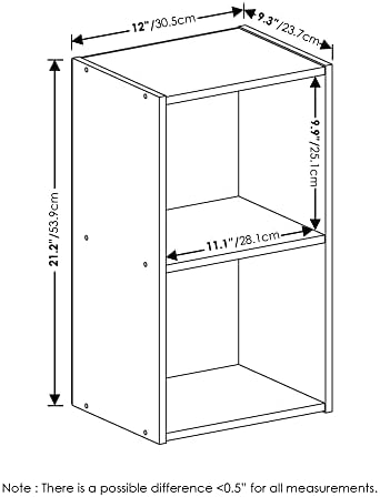 Furinno PASIR Book Shelf, 2-Tier Modern Bookshelf, Open Shelves Bookcase 9 x 12 x 21, Easy Assembly, for Living Room, Bedroom, Home Office, Blackwood - Image 3