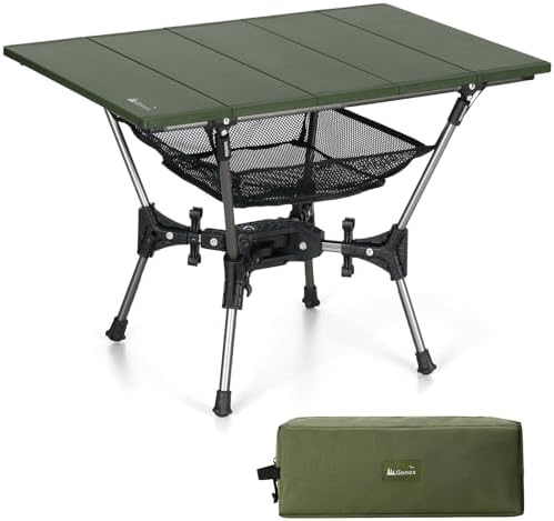 Gonex Foldable Camping Table, Portable Aluminum Roll Up Top Camp Side Table by Gonex