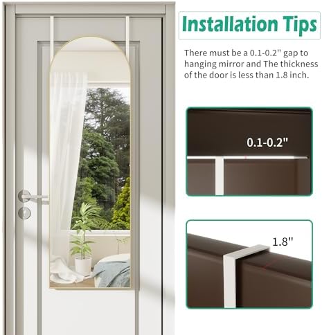 Over the Door Mirror Full Length,48"x14"Door Hanging Mirror Full Length Arch Mirror,Behind the Door Wall Mirror,Back of Door Mirrors for Closet Bedroom Living Room (Gold) - Image 5