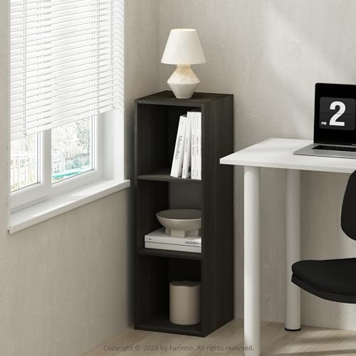 Furinno PELLI Book Shelf, 3-Cube Bookshelf, Cube Storage Organizer Bookcase, 11.7 x 12.1 x 35.4, for Living Room, Bedroom, Home Office, Espresso by Furinno-FitsYourSpaceFitsYourBudget