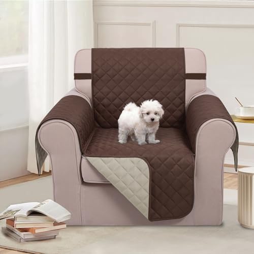 U-NICE HOME Reversible Recliner Chair Covers, Coffee/Beige - Image 2