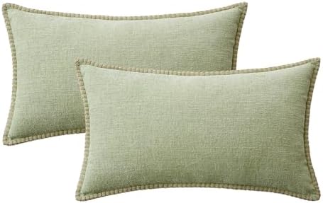 MIULEE Decorative Lumbar Throw Pillow Covers 12x20 Inch Light Green 2 Pack - Image 6