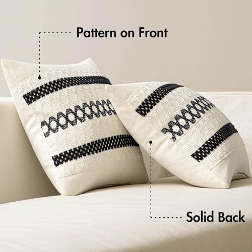 MIULEE Set of 2 Black Boho Decorative Pillow Covers 18x18 Inch - Image 6