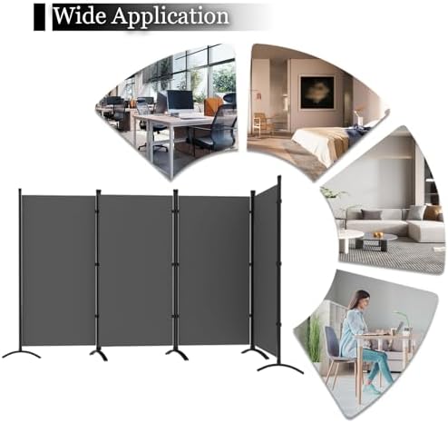 Room Divider, 6FT Tall Folding Partition Room Dividers 4 Panel, Portable and Freestanding Room Divider Screen Wall Divider for Home and Office, Grey - Image 6