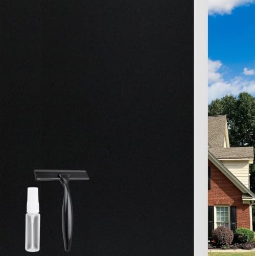 KESPEN Total Blackout Window Film Static Cling with Grid, 23.6InX6.5Ft by KESPENWINDOWFILMS
