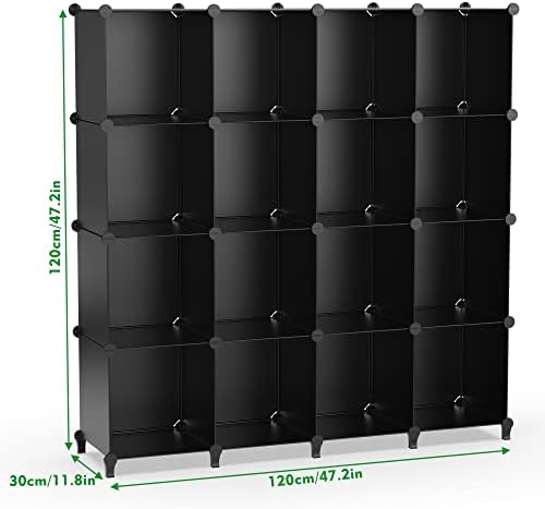 HOMIDEC Closet Organizers and Storage, 16 Cube Storage Organizer, Closet Organizer Bookshelf Cubes Shelves for Clothes, Bedroom, Kids Room, Bathroom, Wardrobe, Garment Racks, Black - Image 6