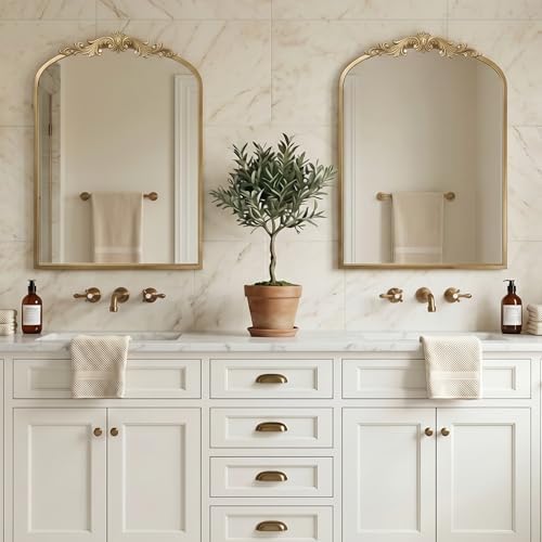 PERFNIQUE Vintage Mirror, 35" X 24" Gold Arched Antique Baroque Wall Mirror - Image 6