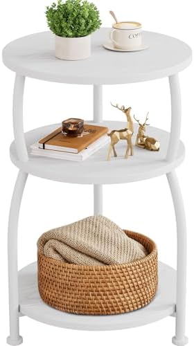 3-Tier Round Side Table, 15.7 inch End Table Nightstand by designyourhome