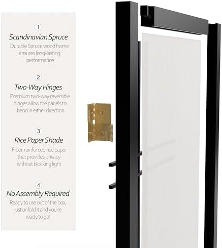 2 ft. Short Desktop Double Cross Shoji Screen - Black - 3 Panels - Image 4