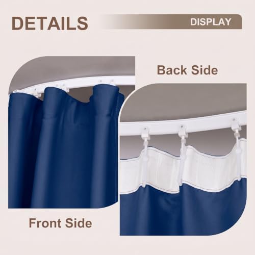 MaKefeile Room Divider Curtains & Flexible Bendable Tracks Set,Privacy Dividers Ceiling Track Window Blackout Curtains for Living Room Bedroom (W180 × H84 in 1 Panel Navy Blue Drape & White Rail) - Image 5