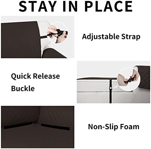 Easy-Going Reversible Chaise Lounge Couch Cover Water Resistant Sofa Cover Sectional L Shaped Sofa Slipcover with Adjustable Straps Furniture Protector for Dogs (115X34 in, Chocolate/Chocolate) - Image 3