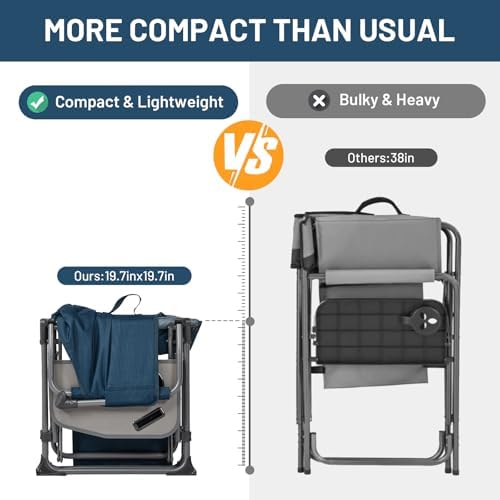 TIMBER RIDGE 400lbs Heavy Duty Camping Chair Portable Directors Chair - Image 5