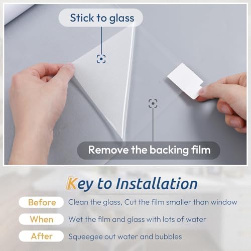 rabbitgoo Frosted Glass Window Privacy Film, Static Cling, 17.5" x 118.1" - Image 5