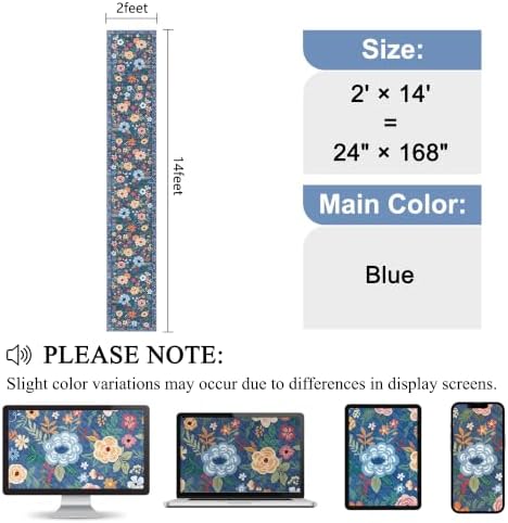 DUKINO 2x14 Runner Rug, Washable Long Kitchen Runner Rug Non Slip, Blue - Image 2