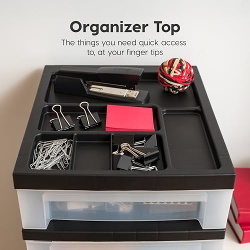 IRIS USA 10-Drawer Rolling Storage Cart, Black/Clear - Image 7