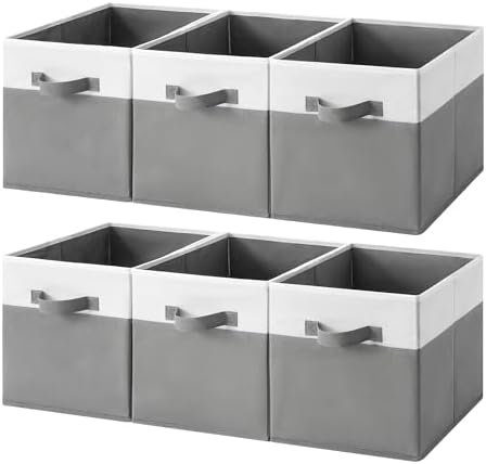 Cupic Cupid 6-Pack 11x11 Storage Cube, Fabric Storage Cubes, Gray and White by CupicCupid
