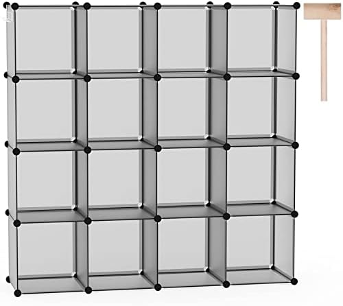 C&AHOME 16 Cube Storage Organizer Cube Shelves Units Storage Cubes, Grey by CAHOME