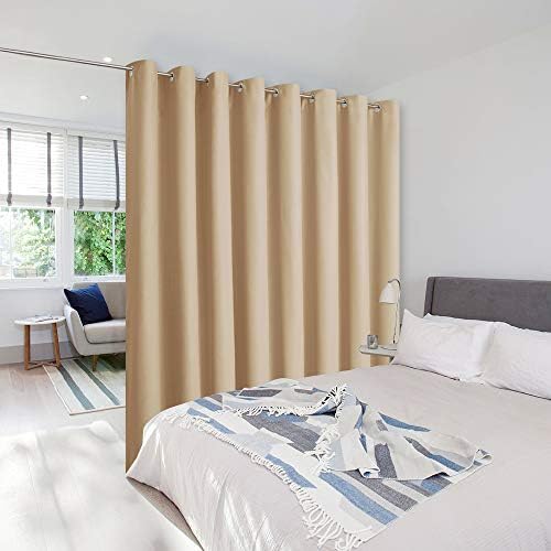 NICETOWN Sound Barrier Room Divider Curtain Screen Partitions, Wide Width Grommet Top Room Dividers Ideas for Office, Loft, Dorm, Hotel, Living Room (Biscotti Beige, 1 Pack, 8ft Tall x 15ft Wide) by NICETOWN