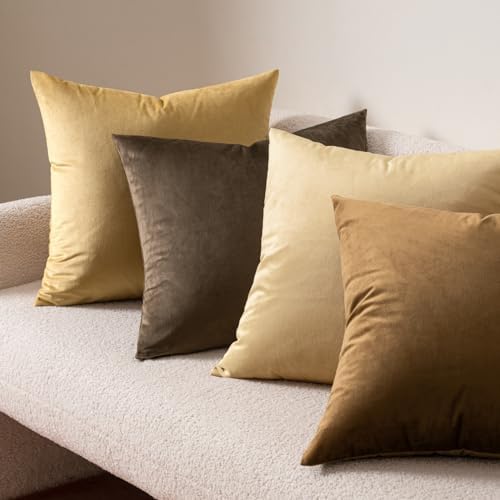 MIULEE Velvet Throw Pillow Covers 16x16 Inch Pack of 2 Chocolate - Image 4