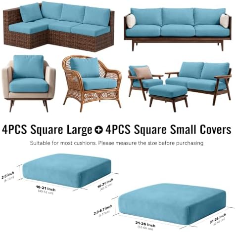 8Pcs Outdoor Cushion Covers, Stretch Patio Furniture Couch Chair Slipcovers - Image 2