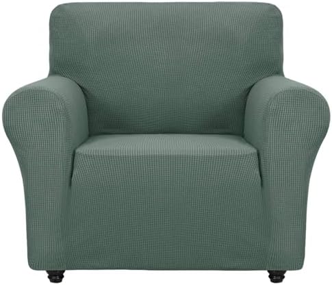 ZNSAYOTX Super Stretch Chair Slipcover Universal Sofa Chair Covers for Living Room Dogs Pet Furniture Protector Spandex Armchair Slipcovers with Anti Slip Foam Sticks (Pea Green, Chair) by ZNSAYOTX